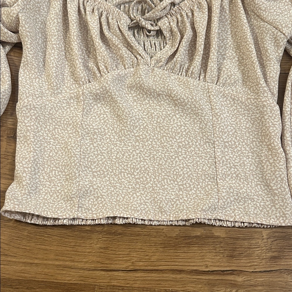 Sienna Sky Beige Smocked Blouse - Picture 6 of 7